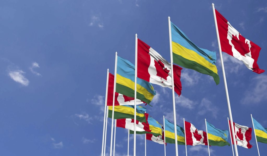 Rwanda and Canada flag