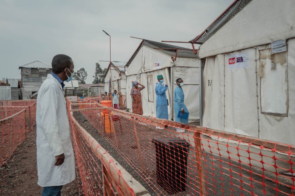 Health workers outside mpox curing center