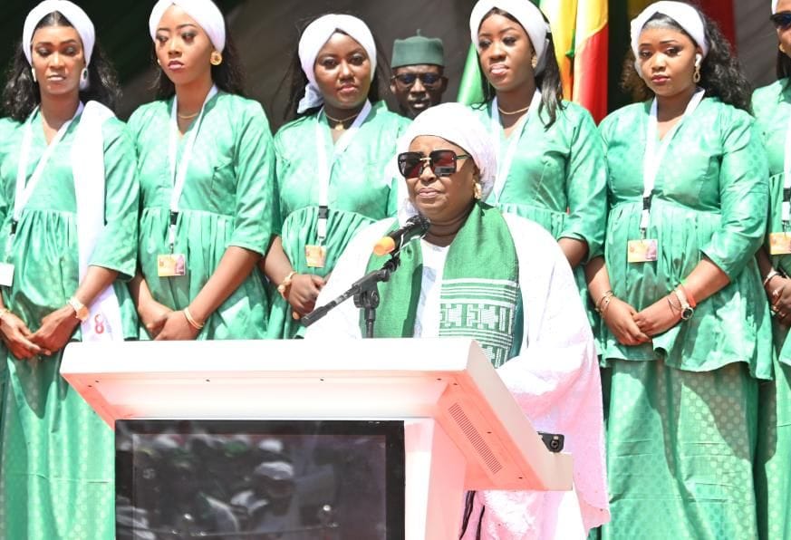 Senegalese Minister of Family and Solidarity Maimouna Dieye speaks during a celebration ceremony of International Women's Day in Dakar, Senegal