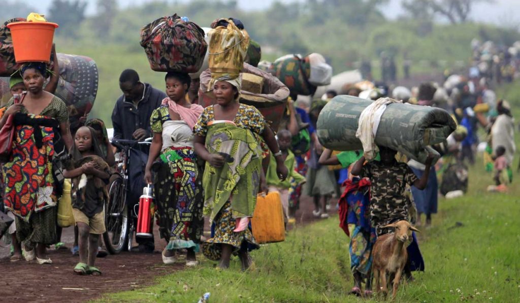 Sudan and DRC civilian fleeing voilence